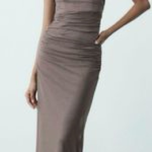 Zara Strapless Taupe Dress - Picture 3 of 6